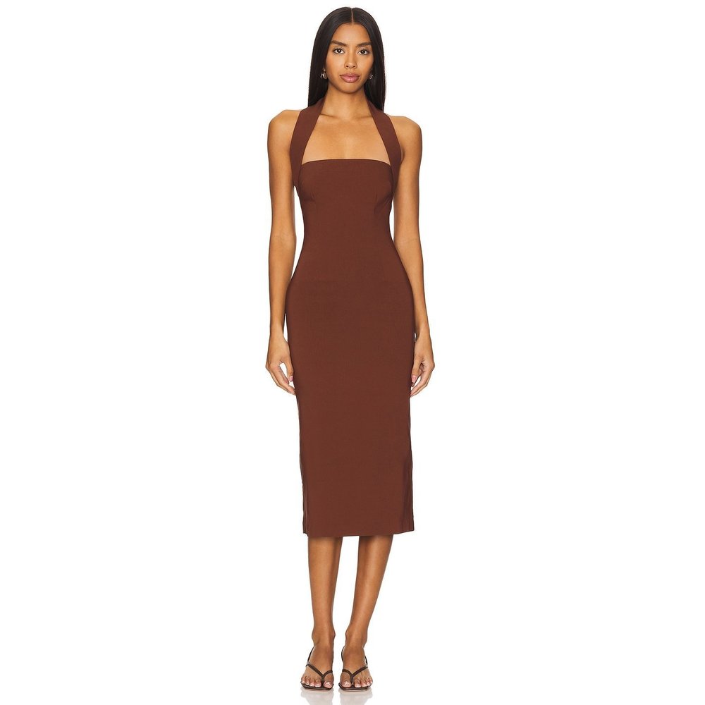 House of Harlow 1960 x REVOLVE Melody Midi Dress in Chocolate Brown like new